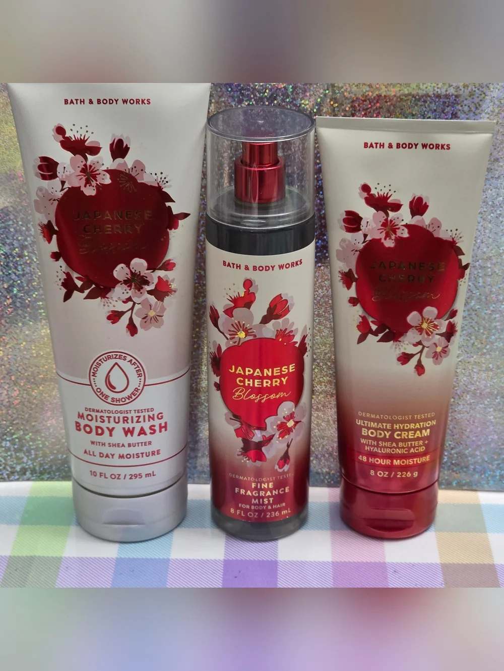 Bath & Body Works Japanese Cherry Blossom 3 Piece Body Care Set NEW